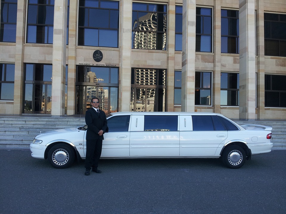 man and limo